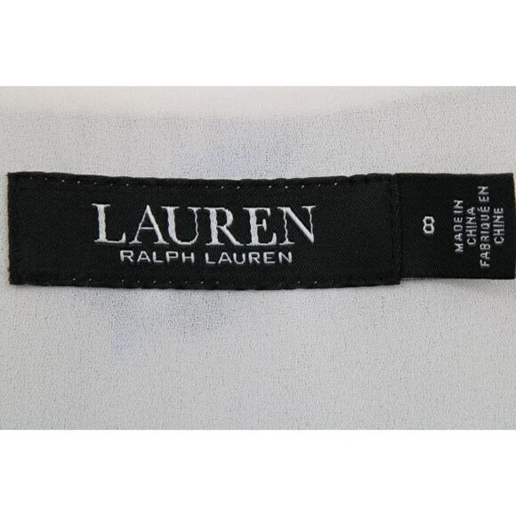 LAUREN RALPH LAUREN BLACK LABEL DRESS BLUE FLORAL SURPLICE TIE WAIST SIZE 8 - Picture 9 of 9